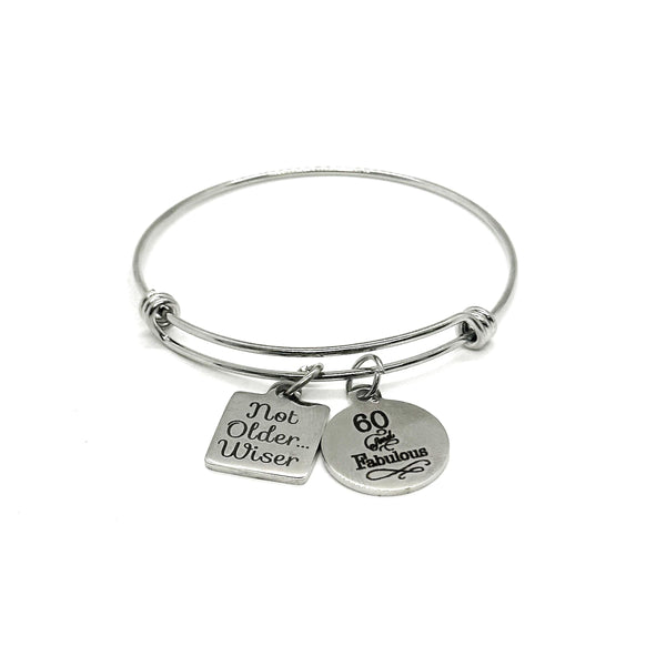 Not Older Wiser Charm Bracelet, Fabulous Birthday Gift, 60 And Fabulous, 50th Birthday, Milestone Birthday Gifts, Mom Gift, Grandmother