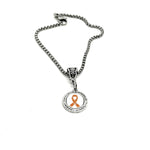 Orange Ribbon Pendant Necklace, Orange Ribbon Charm, Melanoma Awareness, Leukemia, Cultural Diversity, Kidney Cancer, Suicide Prevention