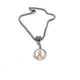 Orange Ribbon Pendant Necklace, Orange Ribbon Charm, Melanoma Awareness, Leukemia, Cultural Diversity, Kidney Cancer, Suicide Prevention