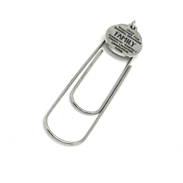 Family Words Charm Bookmark, Paperclip Bookmark, Reader Gift, Book Lover, Novel Lover, Gift For Her, Gift For Him, Family Reunion Gifts