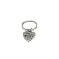 I Love My Therapy Dog Heart Charm Key Chain, Dog Owner, Dog Lover, Wife Gift, Daughter, Friend Gift, Dog Caregiver, Pet Lover Gift