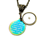 Antique Brass Mustard Seed Scripture Charm Necklace, Faith Gifts, Matthew 17 20, Mustard Seed Christian Jewelry, Believer Gifts, Faith Quote