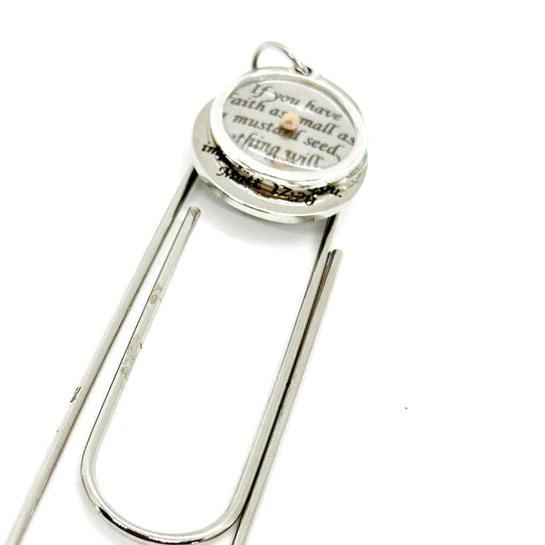 Mustard Seed Scripture Paperclip Bible Bookmark, Believer Gifts, Christian Faith, Belief, Matthew 17 20, Moving Mountains, Bible Bookmark