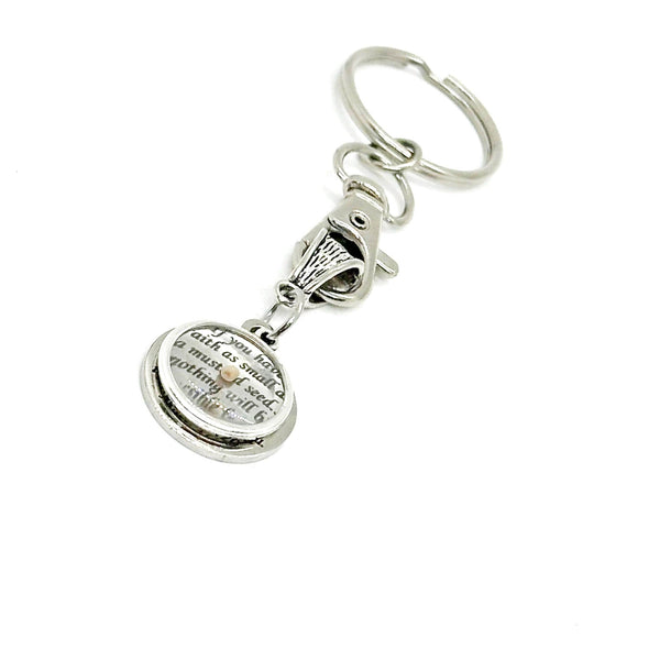 I Have A Mustard Seed Quote Charm Key Chain, Mountain Moving Faity Matthew 17 20, Christian Gifts, Baptism, Sunday School Gifts, Bible Study