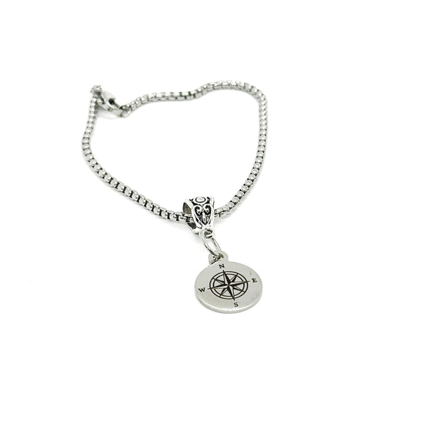 Compass Charm Bracelet, Traveler Gift, Going to College, Find Your Way Home, Trip Gifts, World Travels, Gift For Her, Daughter, Wife Gift