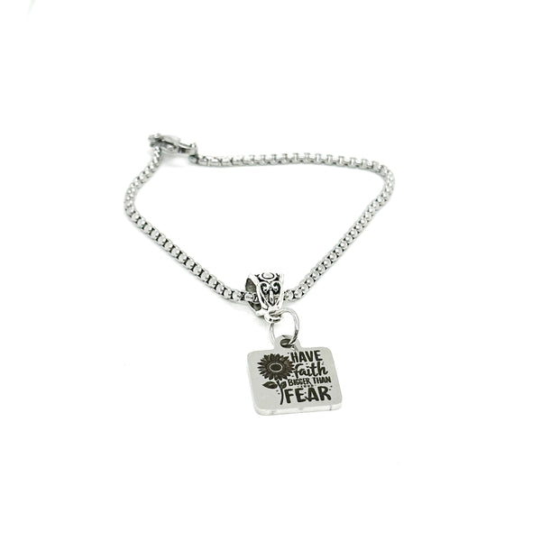 Have Faith Bigger Than Your Fear Charm Bracelet, Encouraging Her, Believer, Belief, Motivating, Gift For Her, Daughter, Wife Gift