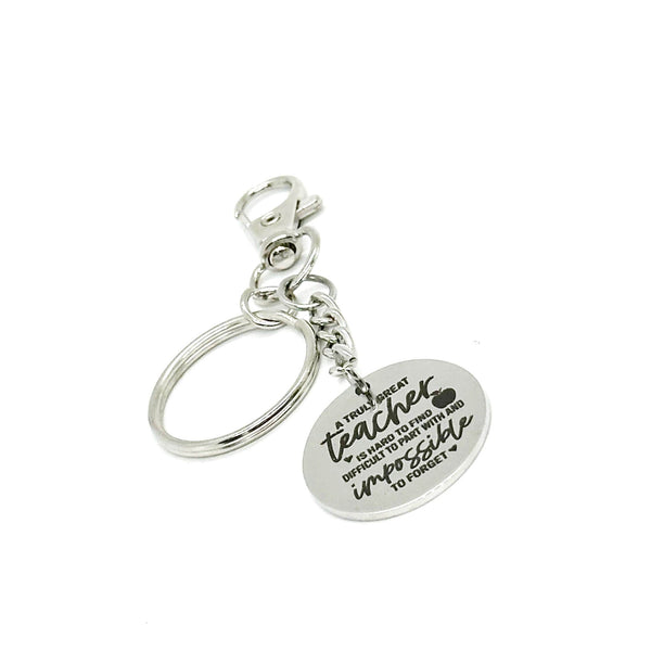 Truly Great Teacher Charm Key Chain, Gift For Her, Graduation Gift, End Of School, Back To School, Favorite Teacher, Kindergarten, Wife, Mom