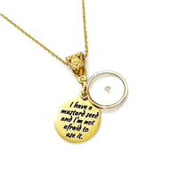 I Have A Mustard Seed And I’m Not Afraid To Use It Godltone Pendant Necklace, Mustard Seed Faith Quote, Baptism Gift, Daughter Gift