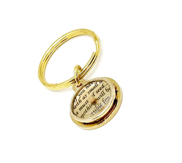 Mustard Seed Goldtone Keychain, Mustard Seed Faith, Matthew 17 20 Gift, Mustard Seed Gifts, Faith Gifts, Christian Gifts, Scripture Gift