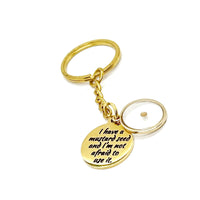 Goldtone Mustard Seed Quote Charm Key Chain, I Have A Mustard Seed And I’m Not Afraid To Use It, Mountain Moving Faith, Matthew 17 20