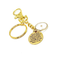 Goldtone Mustard Seed Scripture Charm Key Chain, Matthew 17 20, Mustard Seed Faith, Christian, Believer, Graduation Gift, Mountain Moving