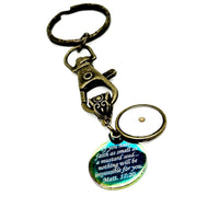 Antique Bronze Mustard Seed Scripture Charm Key Chain, Mustard Seed Gift, Believer, Mustard Seed Faith Gifts, Scripture Gifts, Christian