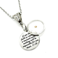 Mustard Seed Scripture Pendant Necklace, Matthew 17 20 Bible Verse Necklace, Christian Jewelry, Believer Gift, Belief, Mountain Moving Faith