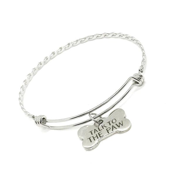 Talk To The Paw Charm Bangle Bracelet, Dog Owner Gift, Wife Gift, Dog Lover, Daughter Gift, Dog Adoption Gift, Mama To My Dog, Love My Dog