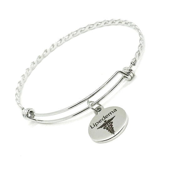 Lipedema Medical Condition Charm Bangle Bracelet, Medical Condition Notice, Gift For Her, Awareness, Caregiver Notice, Medical Caduceus