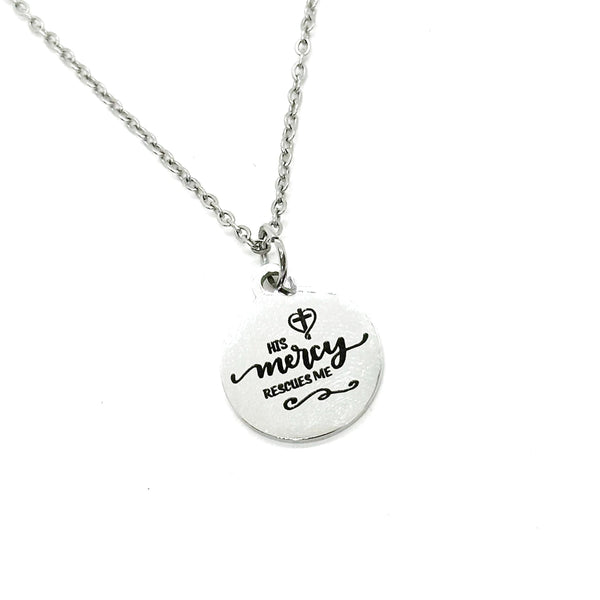 His Mercy Rescues Me Pendant Necklace, Psalm 6 4, Scripture Gift, Christian, Believer, Baptism Gift, Daughter, Friend, Difficult Times