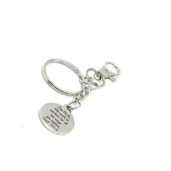 Gods Ways Are Perfect Charm Clip On Key Chain Deuteronomy 32 4, God Is The Rock, Strength, Stability, Truth And Justice, Lawyer, Judge Gift