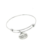 Happy Wife Happy Life Stainless Steel Bracelet Adjustable Bangle With 19mm Charm Funny Marriage Gift For Wife Or Husband Anniversary
