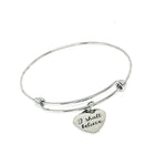 I Shall Believe Stainless Steel Bracelet Inspirational Faith Jewelry Adjustable Bangle Charm Gift For Her Christian Quote JKCE Designs