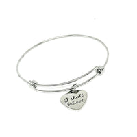 I Shall Believe Stainless Steel Bracelet Inspirational Faith Jewelry Adjustable Bangle Charm Gift For Her Christian Quote JKCE Designs