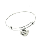 I Shall Believe Stainless Steel Bracelet Inspirational Faith Jewelry Adjustable Bangle Charm Gift For Her Christian Quote JKCE Designs