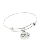 Mother Of The Bride Stainless Steel Charm Bracelet Wedding Gift For Mom Bride Keepsake Jewelry 19mm Round Heartfelt Sentimental