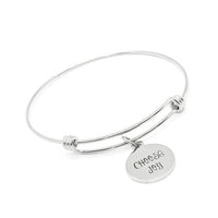 Choose Joy Stainless Steel Charm Bracelet Inspirational Bangle 19mm Motivational Gift for Her Encouragement Jewelry Uplifting Message