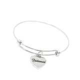 Bridesmaid Charm Bracelet Stainless Steel Heart Wedding Party Jewelry Proposal Gift For Bridesmaid Bridal Shower Favor Adjustable Bangle
