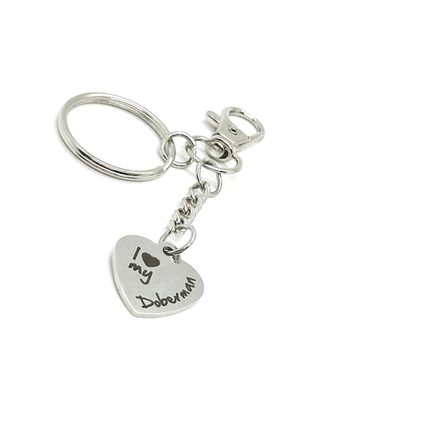 I Love My Doberman Clip On Charm Key Chain, Dog Owner, Doberman Owner, Doberman Lover, Gift For Wife, Daughter Gift, Gift For Her or Him