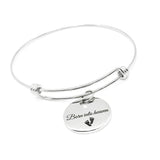 Born Into Heaven Charm Bracelet Stainless Steel Memorial Jewelry Baby Loss Keepsake Infant Remembrance Gift Infant Loss Adjustable Bangle