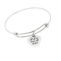 All Of Me Loves All Of You Stainless Steel Heart Charm Bangle Bracelet Romantic Jewelry Gift For Wife Girlfriend Anniversary Wedding