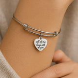 All Of Me Loves All Of You Stainless Steel Heart Charm Bangle Bracelet Romantic Jewelry Gift For Wife Girlfriend Anniversary Wedding