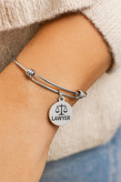 Lawyer Stainless Steel Charm Bangle Bracelet Adjustable Jewelry Gift For Attorney Law Student Graduation Court Legal Professional