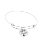 Pit Bull Mom Stainless Steel Heart Charm Bracelet Dog Lover Jewelry with 19mm Charm Adjustable Bangle Gift for Pitbull Owners