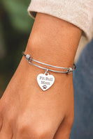 Pit Bull Mom Stainless Steel Heart Charm Bracelet Dog Lover Jewelry with 19mm Charm Adjustable Bangle Gift for Pitbull Owners