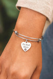 Pit Bull Mom Stainless Steel Heart Charm Bracelet Dog Lover Jewelry with 19mm Charm Adjustable Bangle Gift for Pitbull Owners