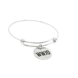 WWJD Stainless Steel Bracelet 25mm Round Charm Adjustable Bangle Christian Jewelry Faith Gift Religious Inspirational Bracelet