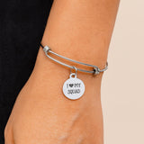 I Love My Squad Stainless Steel Bracelet 19mm Round Charm Adjustable Bangle Friendship Jewelry Gift for Best Friends Team Spirit