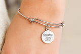 Therapist Stainless Steel Adjustable Bangle Bracelet With Brain Charm Gift For Counselors Psychologists Mental Health Professionals
