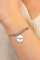I Love You Stainless Steel Adjustable Bangle Bracelet With Heart Charm Romantic Jewelry Gift For Her Anniversary Valentines Day