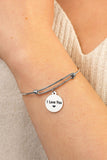 I Love You Stainless Steel Adjustable Bangle Bracelet With Heart Charm Romantic Jewelry Gift For Her Anniversary Valentines Day