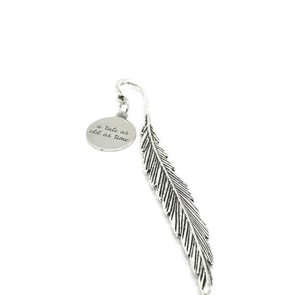 A Tale As Old As Time Charm Stem Bookmark, Hook Bookmark, Reader Gift, Book Lover, Gift For Her, Gift For Him, Planner Bookmark, Feather
