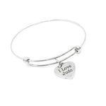 I Love Judo Stainless Steel Adjustable Bangle Bracelet With Heart Charm Sports Jewelry Gift For Martial Arts Athlete Or Fan