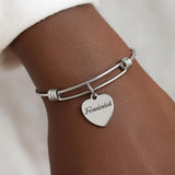 Feminist Stainless Steel Heart Charm Bracelet Adjustable Bangle Women Empowerment Jewelry Gift Strong Confident Inspirational Accessory
