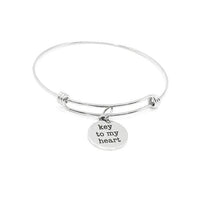 Key To My Heart Stainless Steel Charm Bracelet Adjustable Bangle Romantic Jewelry Gift For Her Couples Anniversary Valentine Accessory