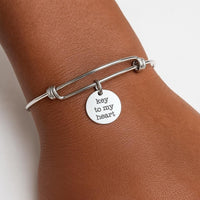 Key To My Heart Stainless Steel Charm Bracelet Adjustable Bangle Romantic Jewelry Gift For Her Couples Anniversary Valentine Accessory
