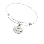 I Twinkle Stainless Steel Bracelet, Adjustable Sparkle Charm Bangle Gift For Her Fun Jewelry Shiny Personality Encouragement Star Lover