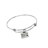 Movie Star Stainless Steel Bracelet, Adjustable Charm Bangle Gift For Actress Actor Performer Hollywood Inspired Jewelry Red Carpet Style