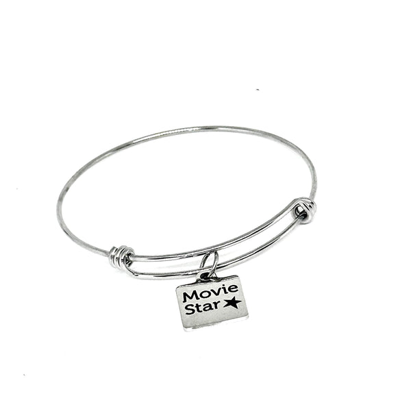 Movie Star Stainless Steel Bracelet, Adjustable Charm Bangle Gift For Actress Actor Performer Hollywood Inspired Jewelry Red Carpet Style