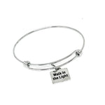 Walk In The Light Inspirational Bracelet Stainless Steel Adjustable Bangle With 19mm Charm Christian Faith Jewelry Religious Gift